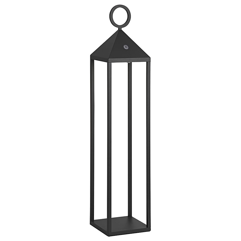 Lanterna moderna Pic Nic a led da 2,2W IP54 ricaricabile e dimmerabile h. 67cm antracite