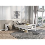 thumbnail of Einzelbett 90x200 cm aus massivem Kiefernholz mit Stauraum – modernes Design, hohe Stabilität, Schubladen, Weiß