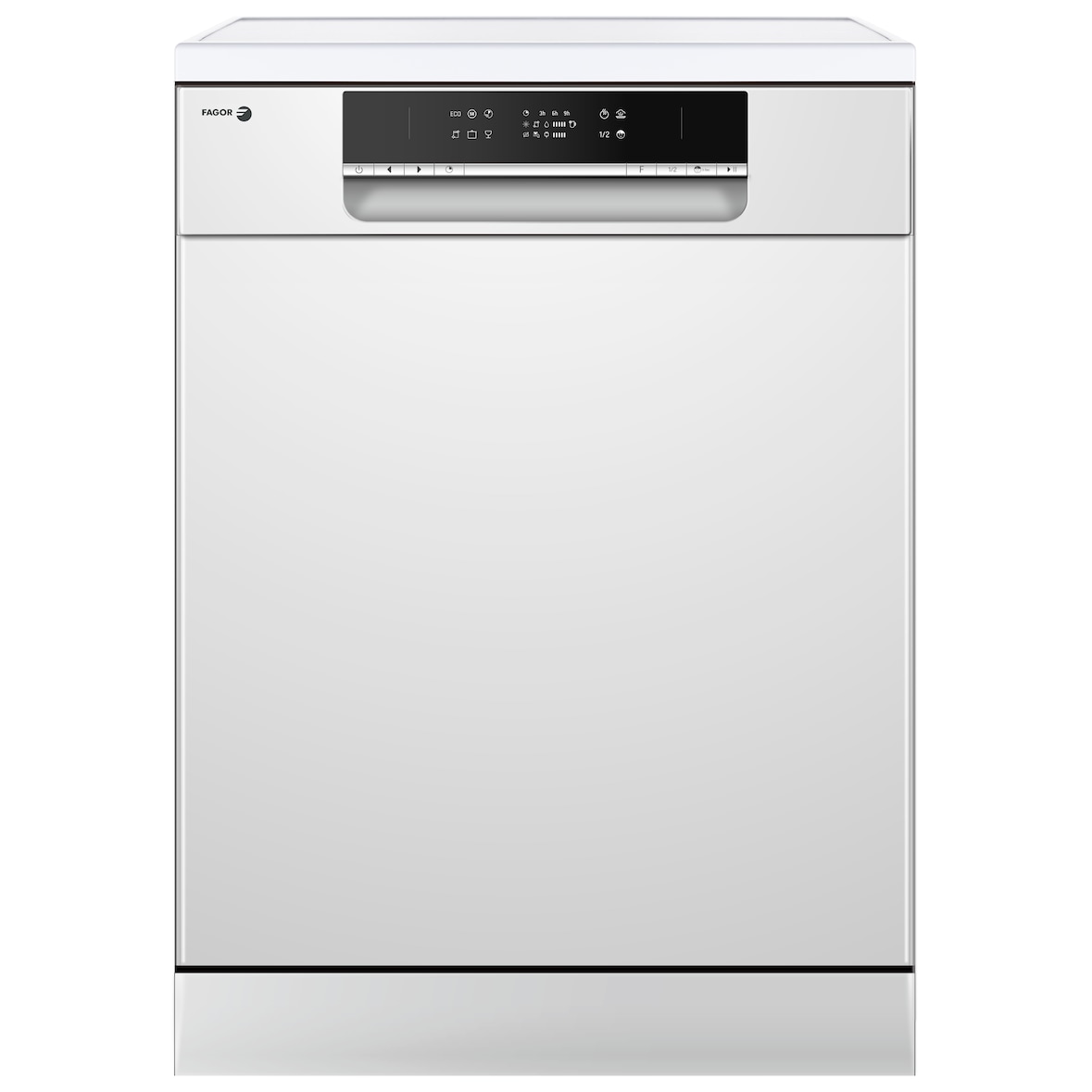 FAGOR, FLVP141EW, lave-vaisselle 14 couverts, classe E, capacité 11L, 46db, 6 programmes, fonction vapeur, départ différé 3/6/9h,blanc