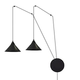 thumbnail of Sospensione Minimal 2 Luci Fujin In Acciao Nero E Paralume A Cono
