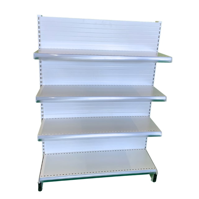 EUROP'METAL Tête de gondole (Simple Face) Blanc H.143xP.40xL.100cm Base + 3 Tablettes supérieures et porte étiquettes TG4PROF400 - Meuble indépendant