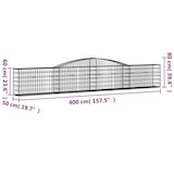 thumbnail of vidaXL Gabionen mit Hochbogen 6 Stk. 400x50x60/80cm Verzinktes Eisen