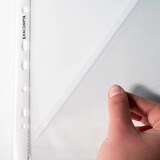 thumbnail of Exacompta 5800E Packung mit 100 Stück Prospekthüllen oben und seitlich geöffnet, glatt und gelocht aus PP 60µ, DIN A4 - Kristall