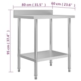 thumbnail of Table de travail de cuisine avec dosseret 80x60x93 cm Inox
