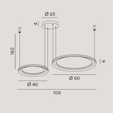 thumbnail of EDGE Doppel-LED-Hängeleuchter 99W Titangrau Perenz