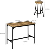 thumbnail of Bartisch Set 110x50x90 cm mit 4 Barhockern Industrystil Braun+Schwarz, platzsparend mit Fußstütze, Metallgestell und MDF Tischplatte