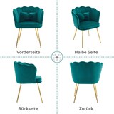thumbnail of Wohnzimmersessel Samt Komfortstuhl mit ergonomischer Blütenblatt-Rückenlehne, Metallbeine, gepolstert, modern elegant 75x75x80 Grün