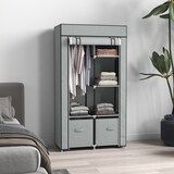 thumbnail of Stoffschrank Faltschrank 83x43x163 cm mit Kleiderstange 5 Fächern 2 Stoffschubladen Reißverschluss Stauraum Hellgrau Stahlrahmen