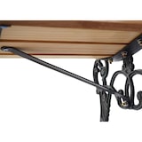 thumbnail of Tuinbank HWC-F98, parkbank houten bank, 2-zits gietijzer hout 125cm 20kg ~ lichtbruin