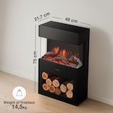 thumbnail of KAMINIO Elektrokamin HENRI - Elektrischer Kaminofen mit Heizung, 3D-Flammeneffekt, LED-Ambientelicht, Holzfach, Fernbedienung - Schwarz