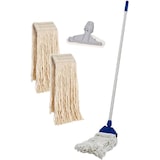 thumbnail of Set Mop Professionale Cotone 400g - 2 Ricambi + Manico Alluminio 140cm + Pinza - Lavapavimenti