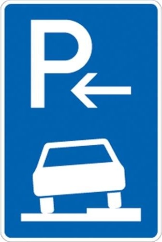 Verkehrsschild VZ315-56, Parken halb auf Gehwegen rechts (Anfang), Alu, RA1, 600x900 mm