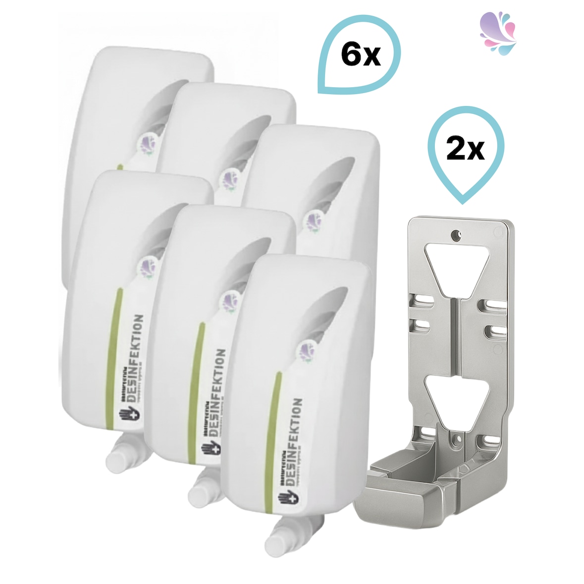 SET: Haut- & Händedesinfektion 6x 1-Liter, 12.000 Anwendungen + 2x Lavela Spender - PRODUKTSET