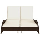 thumbnail of vidaXL Sonnenliege mit Auflagen Braun 114x205x73 cm Poly Rattan