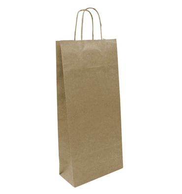 MONOUSO - Bolsa Papel Kraft para Botellas Asas 115g/m² 18+8x39cm (250 Uds)