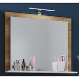 thumbnail of VCB10 Mini Spiegelschrank Bad , Badespiegel mit 1 Regal Honig-Eiche dekor/weiß.