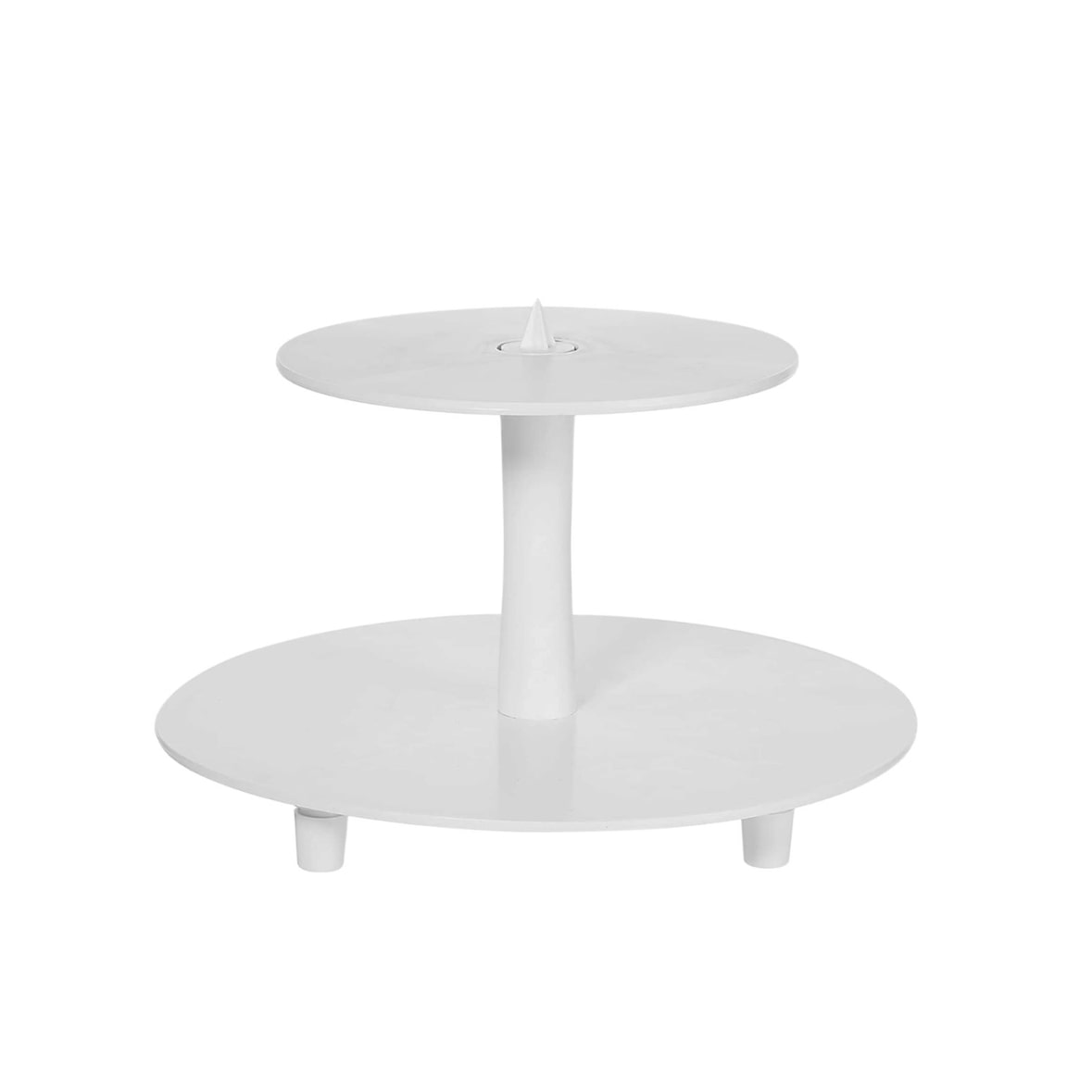 Suporte para bolo de 2 andares, liso, Ø 34-23cm, altura total H 21cm, em plástico.
