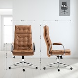 thumbnail of Chaise de bureau Sotira en cuir véritable Marron clair