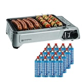thumbnail of Barbacoa de gas 1900W Parrilla antiadherente + 16 cartuchos de gas camping KEMPER