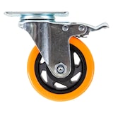 thumbnail of HMF 6710 Schwerlastrollen mit Bremse aus Polyurethan, 4 Stück, 100 mm, bis 460 kg, Orange