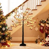 thumbnail of COSTWAY Árbol luminoso LED de 150 cm, árbol luminoso con 480 luces LED blancas cálidas y 384 bolas rojas, árbol decorativo LED.