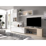 thumbnail of Dmora Wohnwand Denali, modulares Eck-Wohnzimmerset, Multipositions-Wohnzimmermöbel, 230 x 41 x 180 cm, Weiß und Eiche