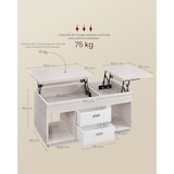 thumbnail of Helloshop26 - Couchtisch Wohnzimmertisch 50 x 100 x 48/62,3 cm Klappdeckel mit 2 Schubladen und versteckten Fächern offene Fächer 12_0007490