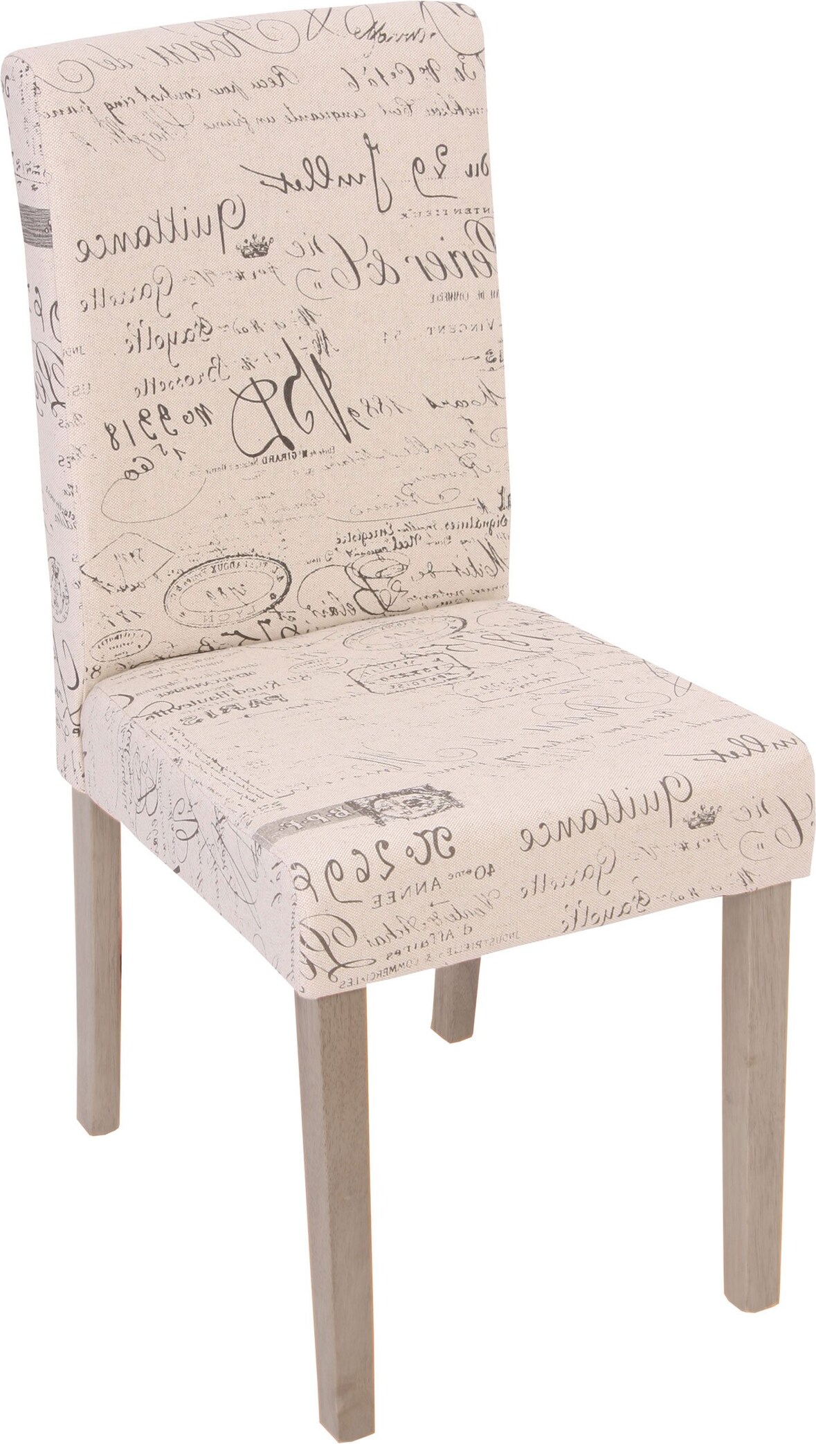 CHEFGASTRO 2er-Set Esszimmerstuhl klassisch und zeitlos HxBxT 90x43x56cm Sitzhöhe 45cm Küchenstuhl Textil mit Schriftzug Beine Struktur - Eiche Creme