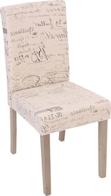 thumbnail of CHEFGASTRO 2er-Set Esszimmerstuhl klassisch und zeitlos HxBxT 90x43x56cm Sitzhöhe 45cm Küchenstuhl Textil mit Schriftzug Beine Struktur - Eiche Creme