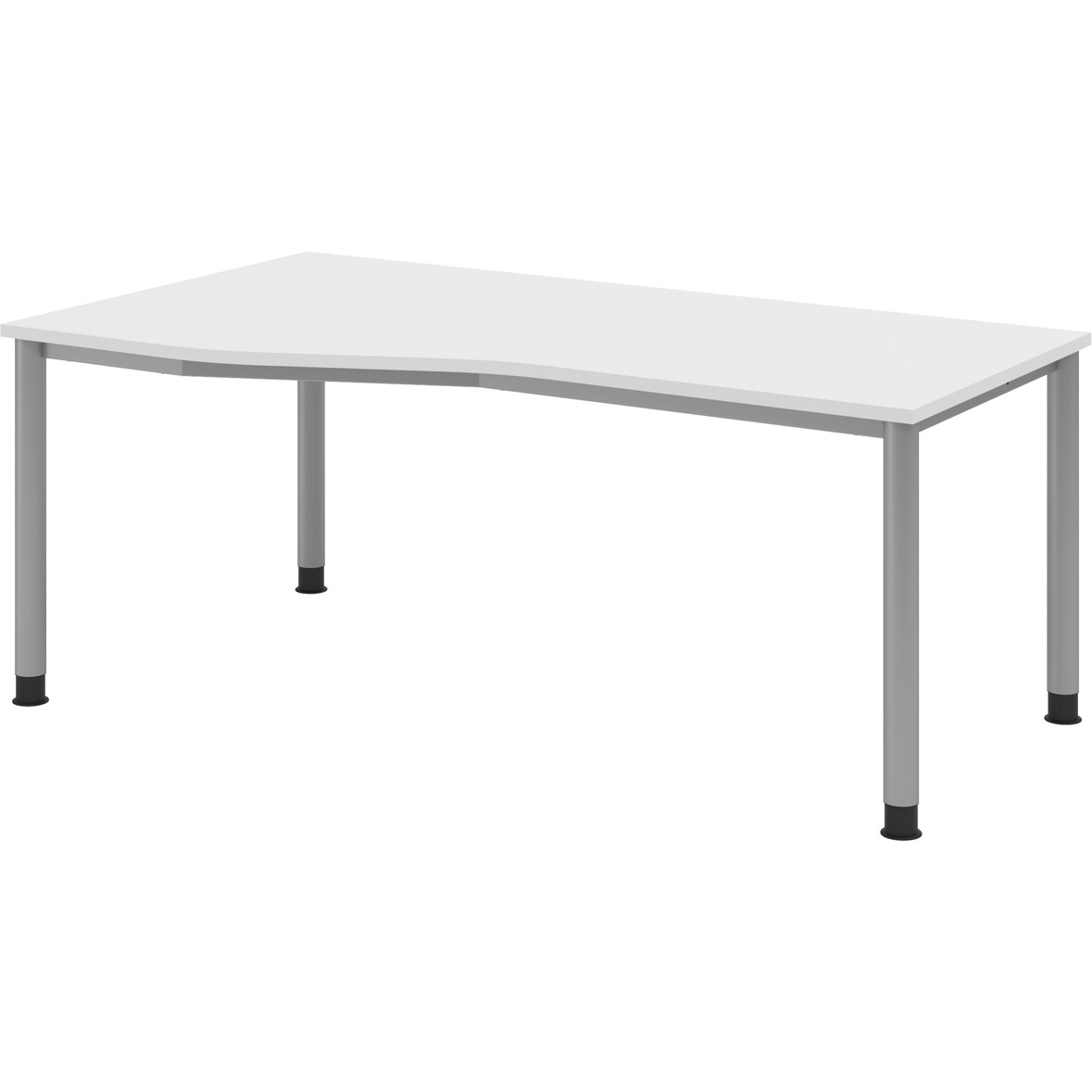 bümö höhenverstellbarer Schreibtisch H-Serie 180x100 cm in weiß, Gestell in Silber - großer PC Tisch für's Büro manuell höhenverstellbar,
