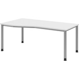 thumbnail of bümö höhenverstellbarer Schreibtisch H-Serie 180x100 cm in weiß, Gestell in Silber - großer PC Tisch für's Büro manuell höhenverstellbar,