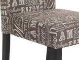 thumbnail of Esszimmerstuhl klassisch und zeitlos | HxBxT 90x43x56cm | Sitzhöhe 45cm | Stoff/Textil | dunkle Beine | Schriftzug Grau | Küchenstuhl Stuhl