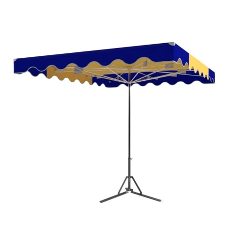 Parasol forain 250X220 fixe bleu h/jaune.
