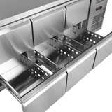 thumbnail of GastroHero Kühltisch Edelstahl GN 1/1 mit Aufkantung 6 Schubladen Umluftkühlung -2 °C bis +8 °C 230 V Profi Gastronomie 1795x700x850 mm