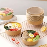 thumbnail of RyanPack Salatschalen, Pappe rund 1000 ml Ø 14,5 cm, Höhe 6,5 cm, braun – 50 Stück