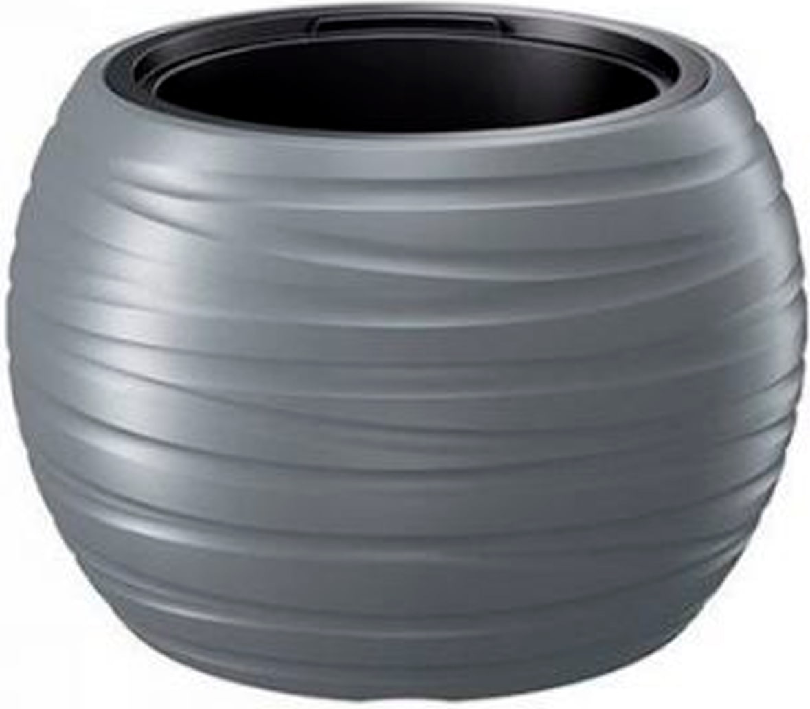 Prosperplast - Runde Pflanztöpfe mit Reservoir 36L Maze aus Kunststoff in Steingrau 43,6 x 43,6 x 29,9 cm