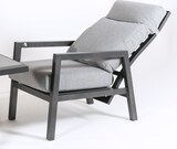 thumbnail of Conjunto de jardín relax, 2 sillones reclinables + 2 reposapiés + mesita auxiliar, Aluminio reforzado color antracita, Cojines color gris
