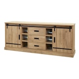 thumbnail of Matelpro - Buffet/bahut style rustique 225 cm coloris chêne Perrine - Moderne & Design -Chêne - Deux étagères intérieures -Types de portes: Coulissant