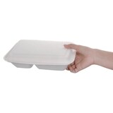 thumbnail of Fiesta Compostable - Kompostierbare Bagasse-Mahlzeitendosen mit Scharnierdeckel, weiß, 2 Teile (200 Stück)