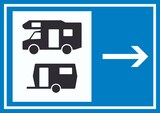 thumbnail of Wohnmobil- und Wohnwagenplatz rechts Symbol Schild A3 Rückseite selbstklebend