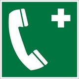 thumbnail of Rettungszeichen, Notruftelefon E004 - ASR A1.3 (DIN EN ISO 7010) - 150x150 mm Folie selbstklebend, nachleuchtend