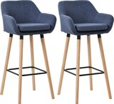thumbnail of 2er Set Barhocker MIRID - Stoff Dunkelblau 51x50x101 cm | Barstuhl Mit Lehne Tresenhocker Tresenstuhl Kneipenhocker Kneipenstuhl