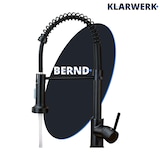 thumbnail of KLARWERK® Bernd | Gastronomie Küchenarmatur Schwarz mit Feder | Flex Edelstahl Wasserhahn Küche | Mischbatterie 360° drehbar | Hochdruck 2 Anschlüsse