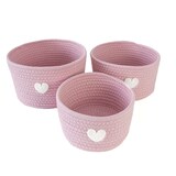 thumbnail of Intirilife 3-teiliges Aufbewahrungskorb Set Organizer in Rosa mit Herzaufnäher - 24 x 14 / 22 x 12.5 / 19 x 10 cm - Körbe für Regale Ablagen