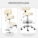 thumbnail of Barhocker drehbar höhenverstellbar mit Lehne und Rollen Beige 57x56x127 cm Kunstlederbezug Stahlgestell für Küche und Bar
