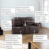 thumbnail of Kinosessel, 2er-Fernsehsessel mit Relaxfunktion, Liegefunktion Easy-Lift, Belastbarkeit je Sitzplatz 130 kg, Mikrofaser, in Beige, Raburg Pixx