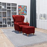 thumbnail of Supellex Sofia Ohrensessel mit Hocker | Design Kunstleder Milano Rot