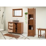 thumbnail of Teak-Hochregal HWC-M87, Badschrank Badregal Badezimmer, hochwertiges B-Grade-Teak (Kernholz, 20-30 Jahre), 181x40cm