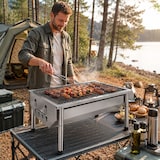 thumbnail of Barbecue A Carbone Portatile Pieghevole In Acciaio Inox Con Griglia Smontabile Gambe Regolabili Design Salvaspazio Campeggio 40 X 28 X 21.5 Cm Acciaio