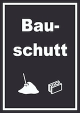 thumbnail of Bauschutt Mülltrennung Schild Text Symbol Ziegel Baustein hochkant A3 Rückseite selbstklebend